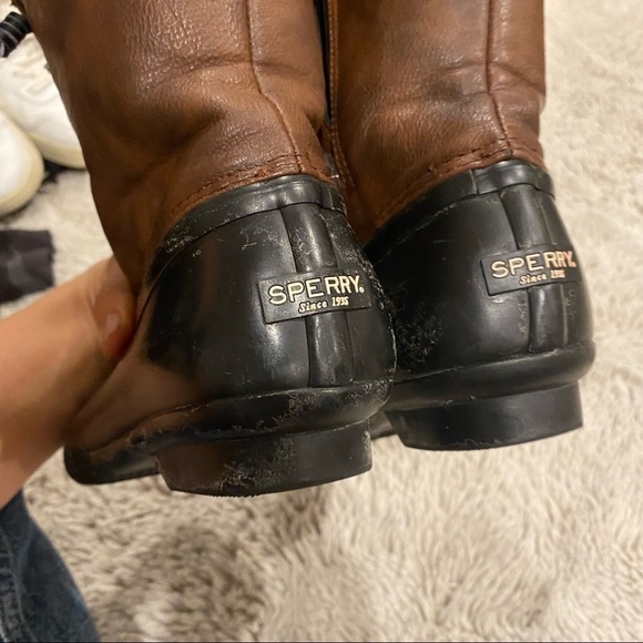 Sperry Brown Faux-Fur Lined Saltwater Duck Boots 6 - Picture 10 of 10